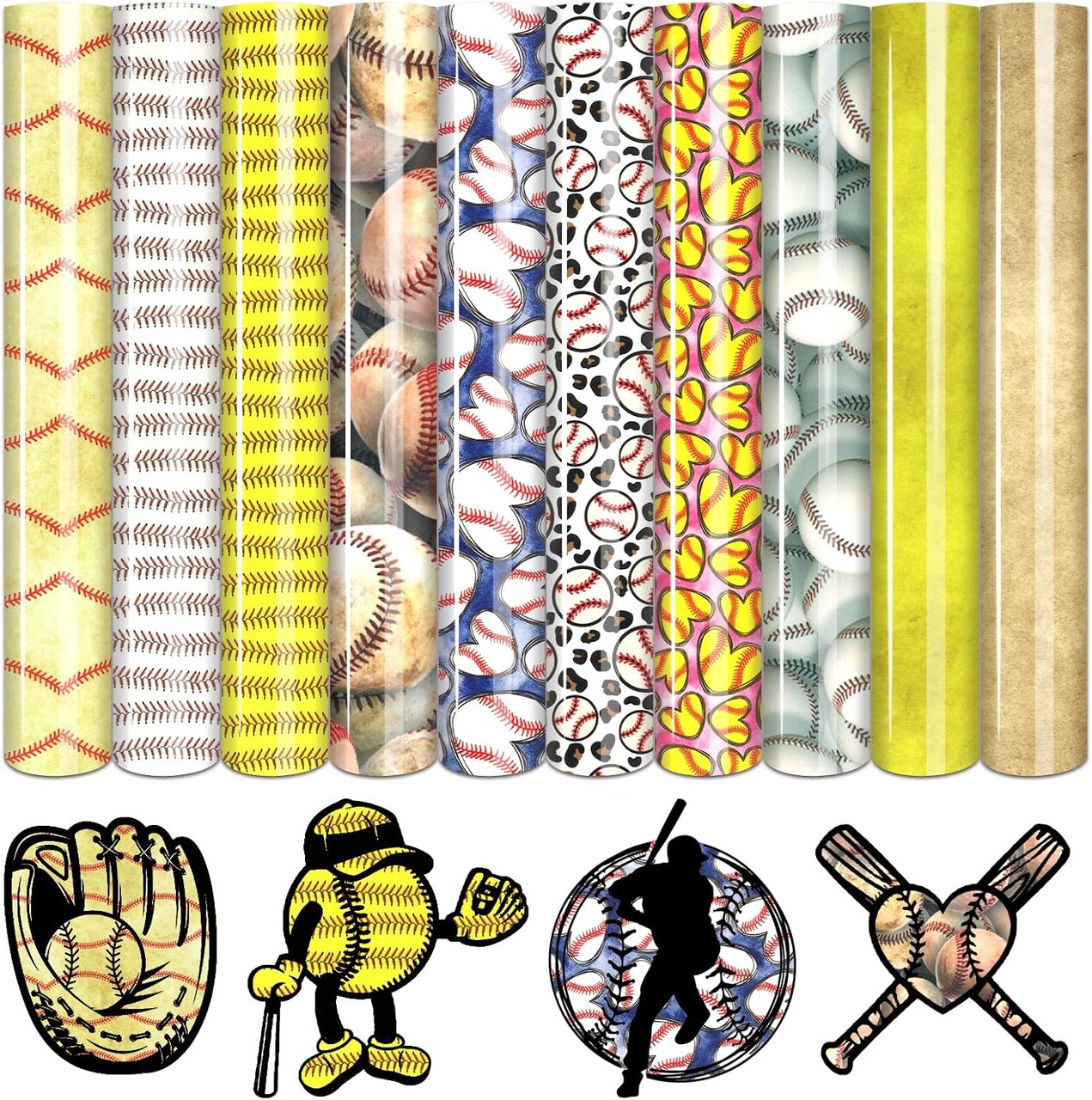 Heat Transfer Vinyl - 10 Sheets (baseball-10 12 inches x 10 inches